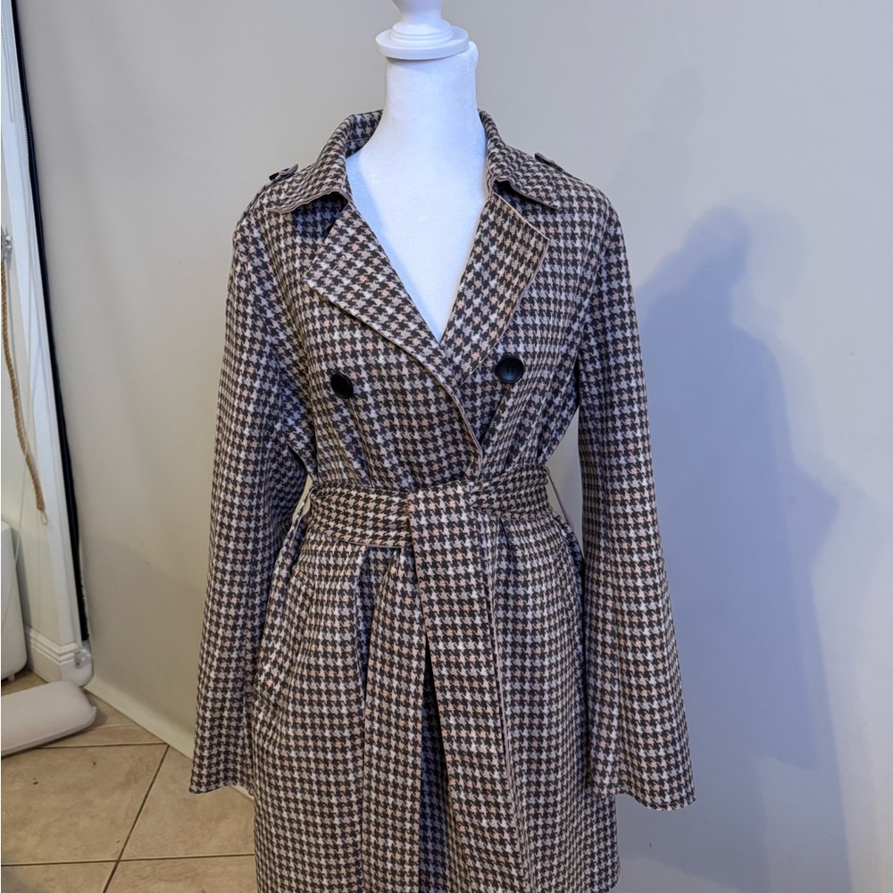 Brown Houndstooth Women's Coat